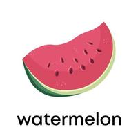 Flache Ikone der Wassermelonenscheibe auf weißem Hintergrund vektor