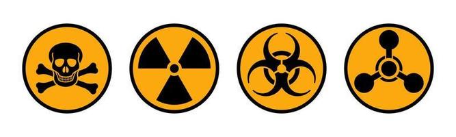 radioaktives und giftiges bedrohungszeichen. toxische und radioaktive Kontaminationsgefahr und Verwendung biologischer Waffen. Verwendung von chemisch giftigen Substanzen und Gift für schnelle Vektorschäden. vektor