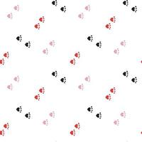 sömlös bakgrund med svarta, röda och rosa kattspår. ändlösa mönster på vit bakgrund för din design. vektor