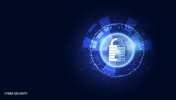 abstrakte technologie cybersicherheit privatsphäre informationen netzwerkkonzept vorhängeschloss kreis schutz digitales netzwerk internetverbindung auf hallo-tech-blauem zukunftshintergrund vektor