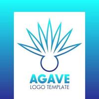 Agave-Pflanzen-Logo-Vorlage, blauer Umriss über weiß, Vektorillustration vektor