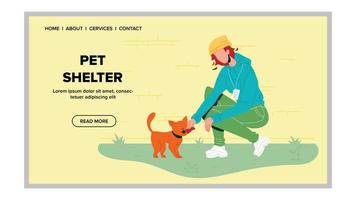 Tierheimfreiwilliger mit obdachlosem Katzenvektor vektor