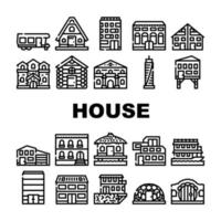 Haus Immobilien Sammlung Icons Set Vektor