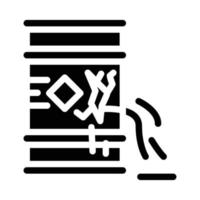 Abfallleckage aus Fass-Glyphen-Symbol-Vektorillustration vektor