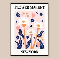 blomstermarknad affisch. abstrakt blommig illustration. affisch för vykort, väggkonst, banderoll, bakgrund, för utskrift. vektor illustration.