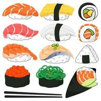 sorter av sushi ris illustration vektor. vektor