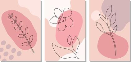 minimalistisk rosa sammansättning med blomma för affisch vektorillustration vektor