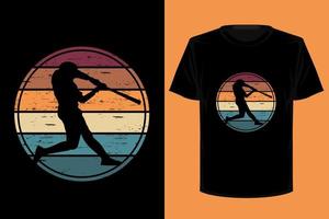 Retro-Vintage-T-Shirt-Design des Baseballs spielen vektor