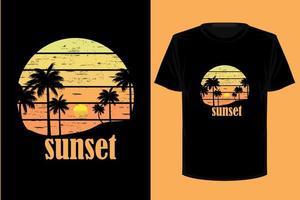 solnedgång retro vintage t-shirt design vektor