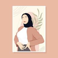 abstrakta porträtt kvinnor i huvudduk muslimsk ansiktslös kvinna. minimalistisk vektorillustration vektor