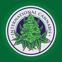 Internationales Cannabis-Vintage-Logo-Abzeichen vektor