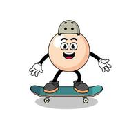 Perlenmaskottchen, das ein Skateboard spielt vektor