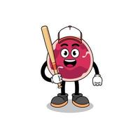 Fleisch-Maskottchen-Cartoon als Baseballspieler vektor