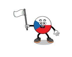 karikaturillustration der tschechischen republik, die eine weiße flagge hält vektor