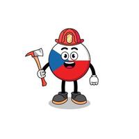 tecknad maskot av tjeckiska republikens brandman vektor