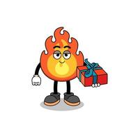 brand maskot illustration ger en gåva vektor