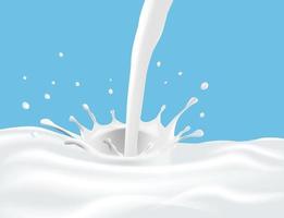 Milchspritzer auf reine weiße Milch gießen vektor