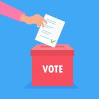 Hand legt Abstimmungsbulletin in Abstimmungsbox