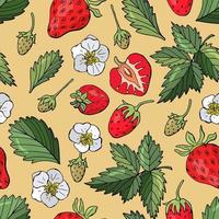 nahtloses Muster mit Erdbeeren. handgezeichneter Stil. vektor