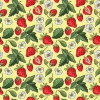 seamless mönster med jordgubbar. handritad stil. design för tyger, textilier, vektor