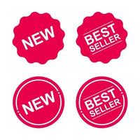 röd ny och bästsäljande etikett. lämpar sig för designelement för marknadsföring av e-handel, onlinebutiksbanner och bästsäljarmärke. vektor