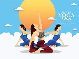 illustration av kvinna som gör asana för internationella yogadagen vektor