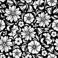mönster vintage sömlös vektor blommig tapet bakgrundsillustration vit svart blomma