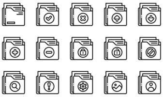 Satz von Vektorsymbolen im Zusammenhang mit Ordnern. enthält Symbole wie Ordner, Datei, Dokument, Speicher, Daten, Archiv und mehr. vektor