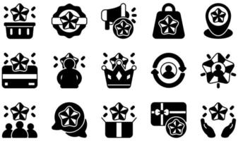 Reihe von Vektorsymbolen im Zusammenhang mit der Kundenbindung. enthält Symbole wie Marke, Markenbekanntheit, Engagement, Markenpositionierung, Kunde, Feedback und mehr. vektor
