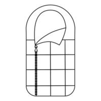 Vektor-Schwarz-Weiß-Schlafsack-Symbol. Waldausrüstung für den Nachtschlaf isoliert auf weißem Hintergrund. Natur Outdoor-Reiselinie Objekt. umriss camping illustration vektor