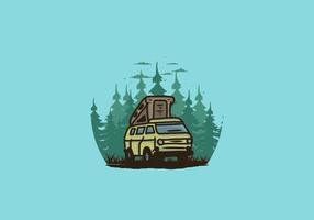 campingbil i djungeln illustration vektor