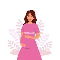 schwangere frau, vektorillustration, konzept der schwangerschaftsgesundheit und pflege vektor