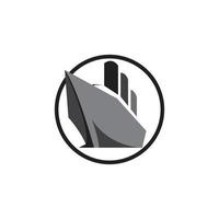 Graustufen-Kreuzfahrtschiff-Kreis-Logo-Vorlage isoliert auf Weiß vektor