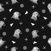söt vit huvud örn fågel djur sömlös vit objekt mönster tapet med design mörksvart. vektor
