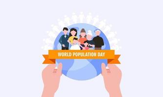 världens befolkningsdag illustration, affisch eller banderoll vektor