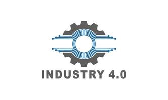 industrie 4.0 konzept geschäftssteuerung oder logo, weltfabrik und rad eklektisch, cyber-physikalisches systemkonzept, smart factory logo. vektor