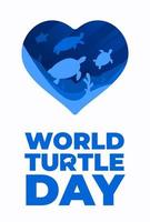 World Turtle Day affisch vektorillustration med sköldpadda och koraller i blå djuphavsmiljö vektor