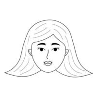 Frauengesicht im Doodle-Stil. Avatar eines lächelnden Mädchens. vektor