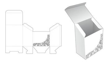 sluttningsförpackning med stencilerad mandala stansad mall och 3d-mockup vektor