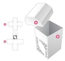 schablonierte Brustbox mit gestanzter Deckelschablone und 3D-Modell vektor