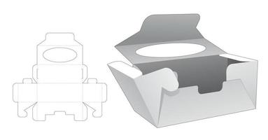 Faltschachtel mit Fensterstanzschablone und 3D-Modell vektor