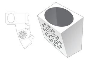 Schreibwarenbox mit Schablonen-Mandala-Stanzschablone und 3D-Modell vektor