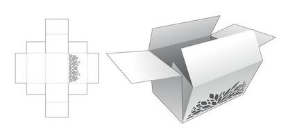 Kartonverpackung mit schablonierter Mandala-Stanzschablone und 3D-Modell vektor