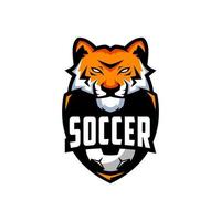 fotboll tiger team logotyp design vektor