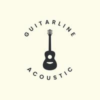 Gitarre mit Logo-Icon-Template-Design im Vintage-Stil. akustik, melodie, streicher, vektorillustration vektor