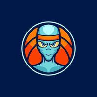 Alien-Basketball-Maskottchen-Logo-Vorlagen vektor