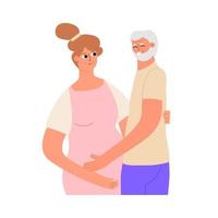 reifes paar erwartet ein baby. ältere schwangere frau mit einem mann. vektorillustration im flachen stil vektor