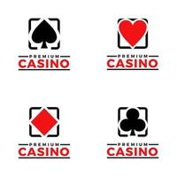 Vektorgrafik-Logo des Casinos. Glücksspielzeichen Roulette, Karten, Würfel. Abbildung Gaming-Chips-Symbol. 777 Glücksspiel vektor