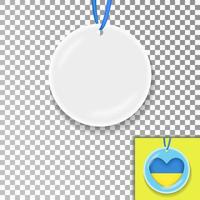 bankweißes rundes realistisches medaillon, rabattanhänger oder weihnachten, das am band hängt. verkaufsetikettenmodell auf transparentem hintergrund. Vektor-Illustration vektor