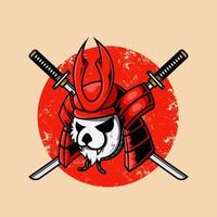 japanischer samurai-panda mit katana-schwertvektorillustration vektor